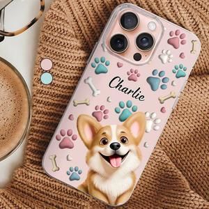 Dog Mom Dog Dad 3D Inflated Effect Printed Personalized Clear Phone Case